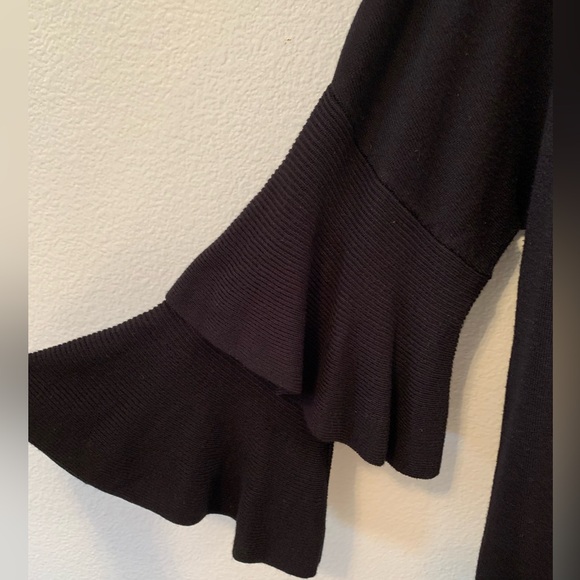 Tribekka 44 Black Cardigan Sweater with Tiered Ruffle Sleeves. Size M - Picture 3 of 4